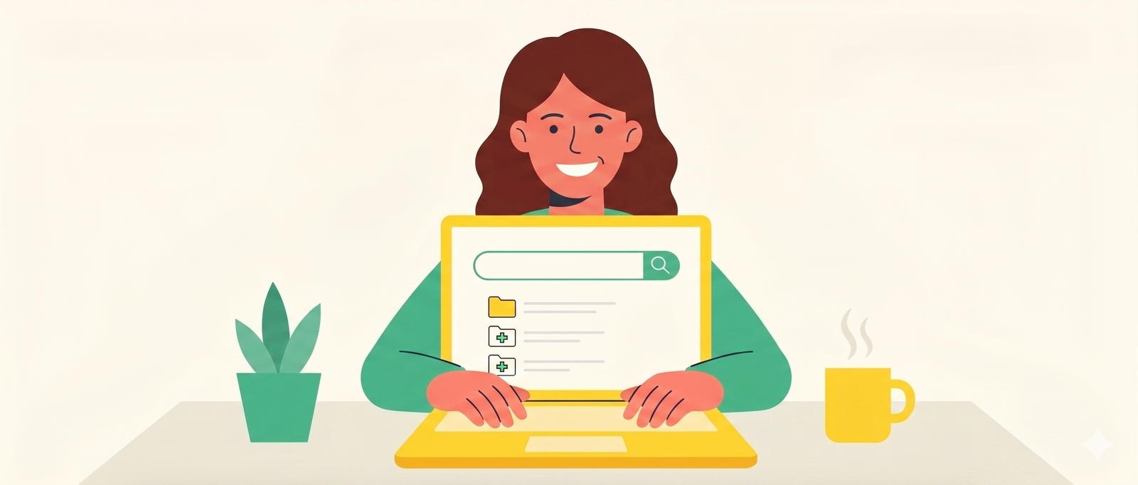 Woman searching on laptop